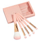 5 PCs Makeup Brushes With Mirror Travel Set